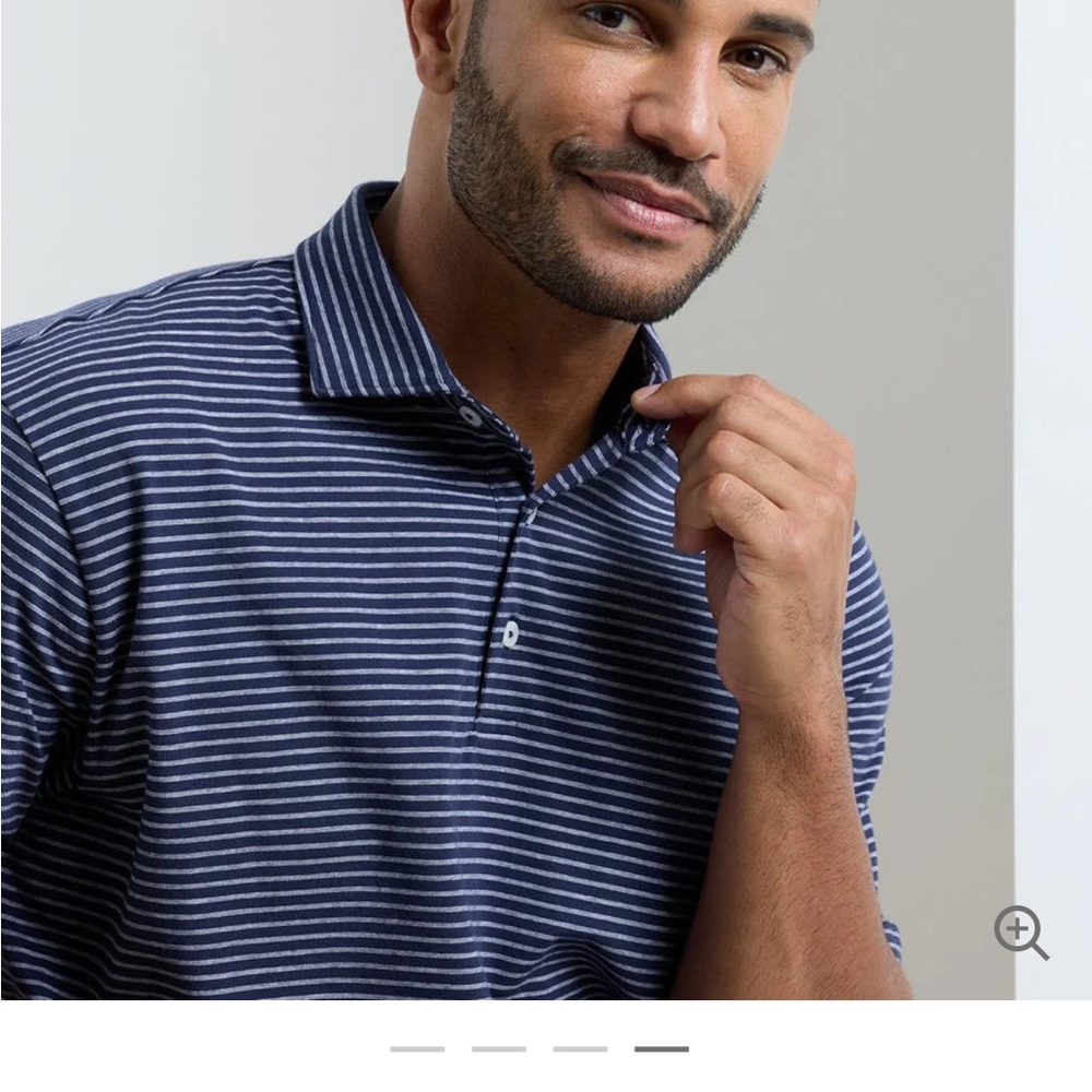 Peter Millar Blue and White Striped Polo